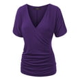 Made by Johnny Women's V Neck Short Sleeve Wrap Front Drape Dolman Top ...