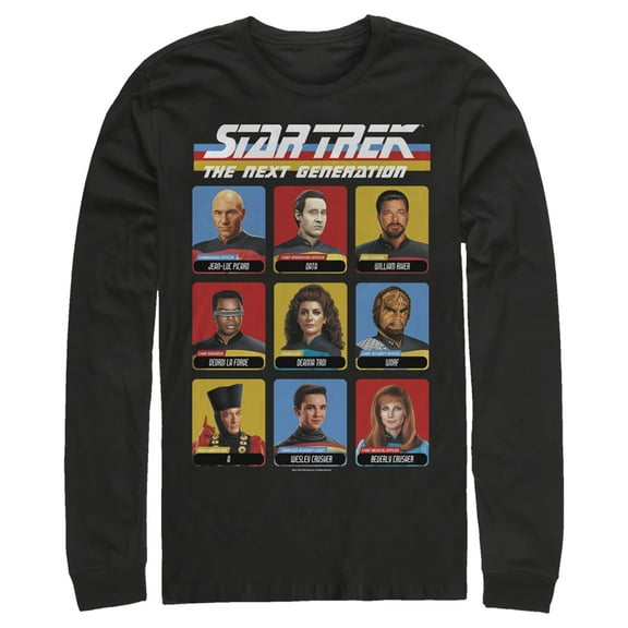 Men's Star Trek: The Next Generation Starfleet Crew Portraits Playing Cards Frame  Long Sleeve Shirt Black Small