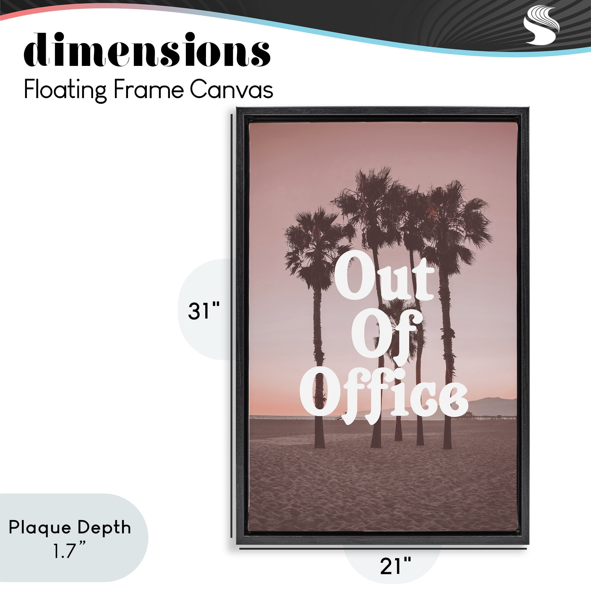 Stupell Industries Out Of Office Tropical Escape Black Framed Floater Canvas Wall Art, design by Lil' Rue