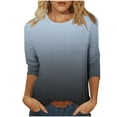thumbnail image 2 of Tops for Women 3/4-sleeved Round-neck Gradient Printing Casual T-shirt Loose Top Gray S, 2 of 6