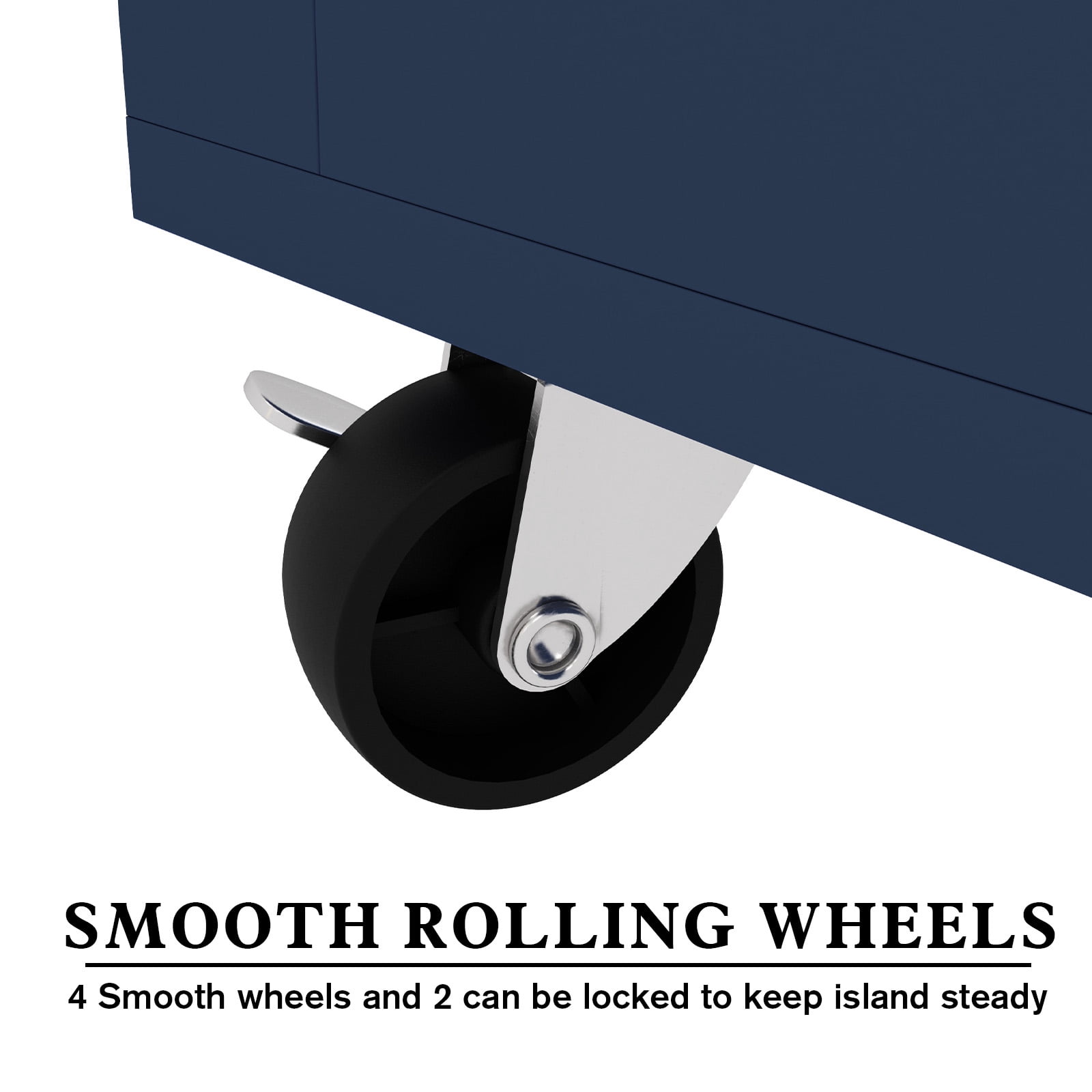 HLR 51.7" W Rolling Kitchen Island On Wheels, Cart With Drop Leaf Countertop with Storage, Blue