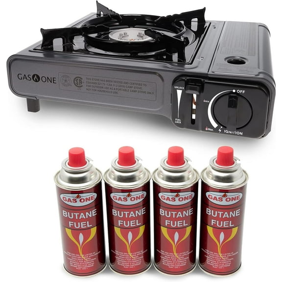 Osmanthus Butane Gas Stove with 4 Fuel Canister Catridge - Gray
