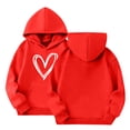 thumbnail image 5 of OYXSER Kids Girls Heart Graphic Hooded Sweatshirt Long Sleeve Pullover Top with Front Pocket Casual School Wear, Red 7-8Y, 5 of 5