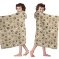 thumbnail image 4 of Brown Dog Paw Footprint Bone Hooded Bath Towel，60"x35" for Ages 3 To 12 Kids, Quick Dry Lightweight Soft Microfiber Hood Beach Towel Cover Up for Kids, 4 of 7