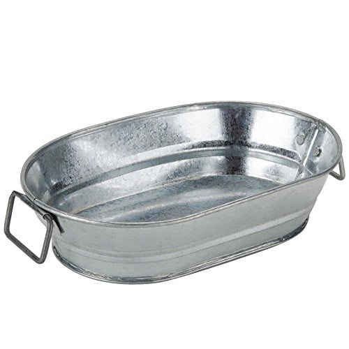American Metalcraft MTUB69 Natural Galvanized Steel Oval Tub with Side Handle, 9" L x 6" W x 2.25" H, 24-ounce