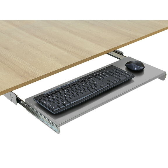 BenchPro Heavy 16-Gauge Powder Painted Steel Keyboard Tray - Under-Mount, Steel Construction, Slide Out Keyboard Mouse Holder - Powder Coated 9" D x 27" W - Grey