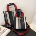 thumbnail image 3 of Bolso grande de mano informal de lona a rayas para mujer, bandolera ancha con textura moderna, 2022, 3 of 5