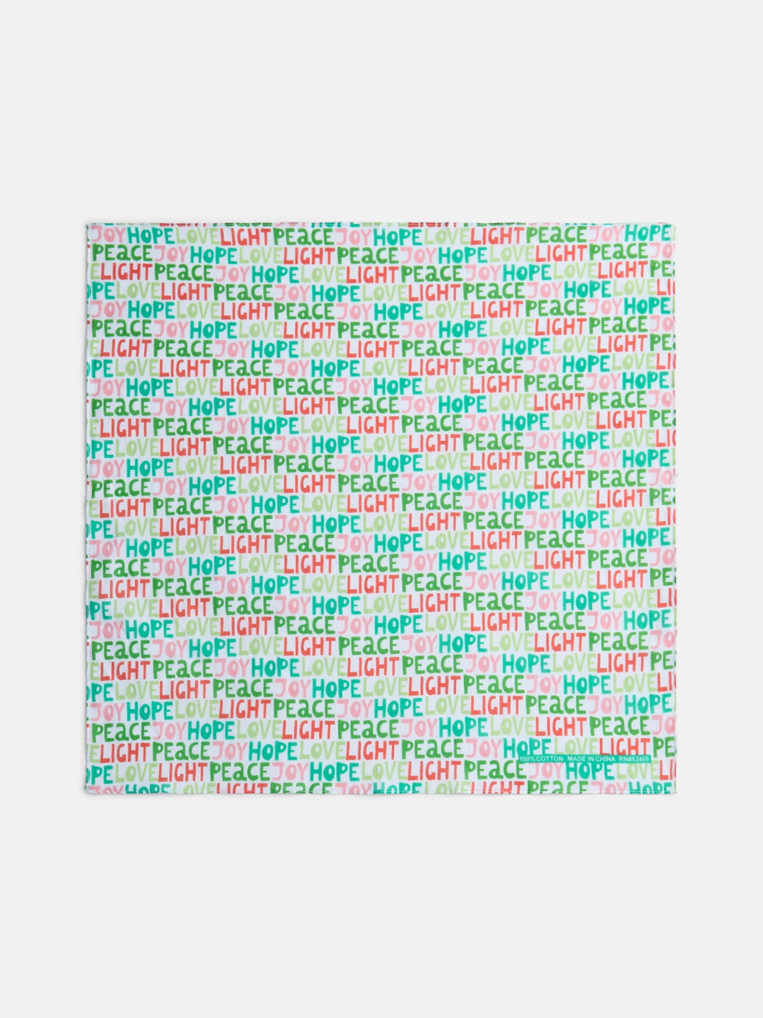 Holiday Time Woven Festive Words Bandana, One Size, Lime, Cotton