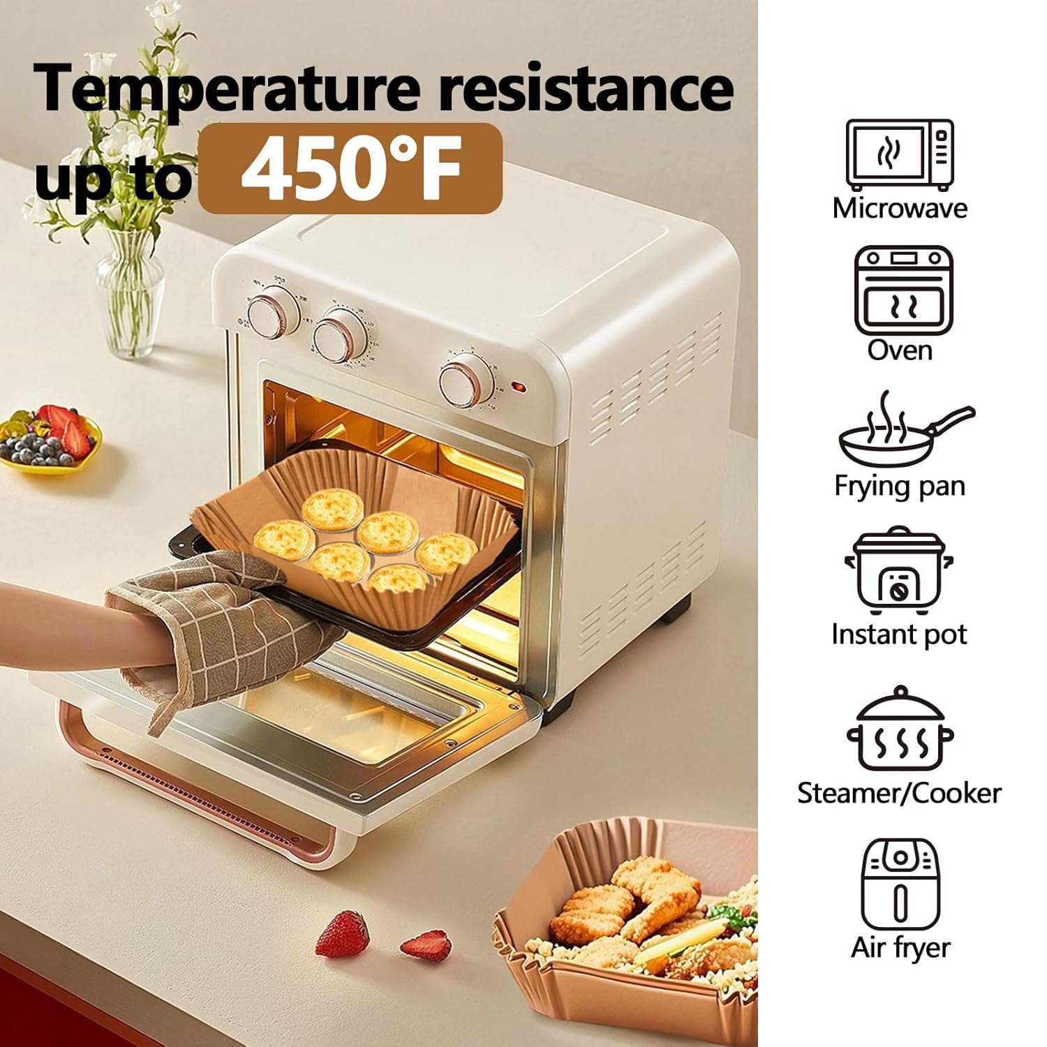 JJEAN-150 Pack 8.5 Inch Air Fryer Liners, Parchment Paper Sheets for Air Fryer Basket, Non-Stick, Disposable, Unbleached, Heat Resistant, Fits 5-8QT Air Fryers, Oil-Free & Healthy Cooking(Bottom size