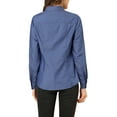 thumbnail image 3 of MODA NOVA Junior's Point Collar Long Sleeve Button Down Chest Pockets Denim Shirt, 3 of 6