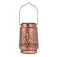 thumbnail image 3 of Solar Metal Lantern Outdoor Hanging Tabletop Decorative Light with Handle Cutout Pattern Cylinder Design for Garden Patio, 3 of 5