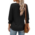 thumbnail image 5 of Women Blouses Button Down Shirts Dressy Business Casual 3/4 Length Sleeve Tops Summer Fall Fashion Clothing,M, 5 of 7
