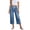 Blue, variant on Capri Jeans for Women Straight Loose Leg Cropped Drawstring Waist Bell Bottom Dressy Cropped Denim Pants