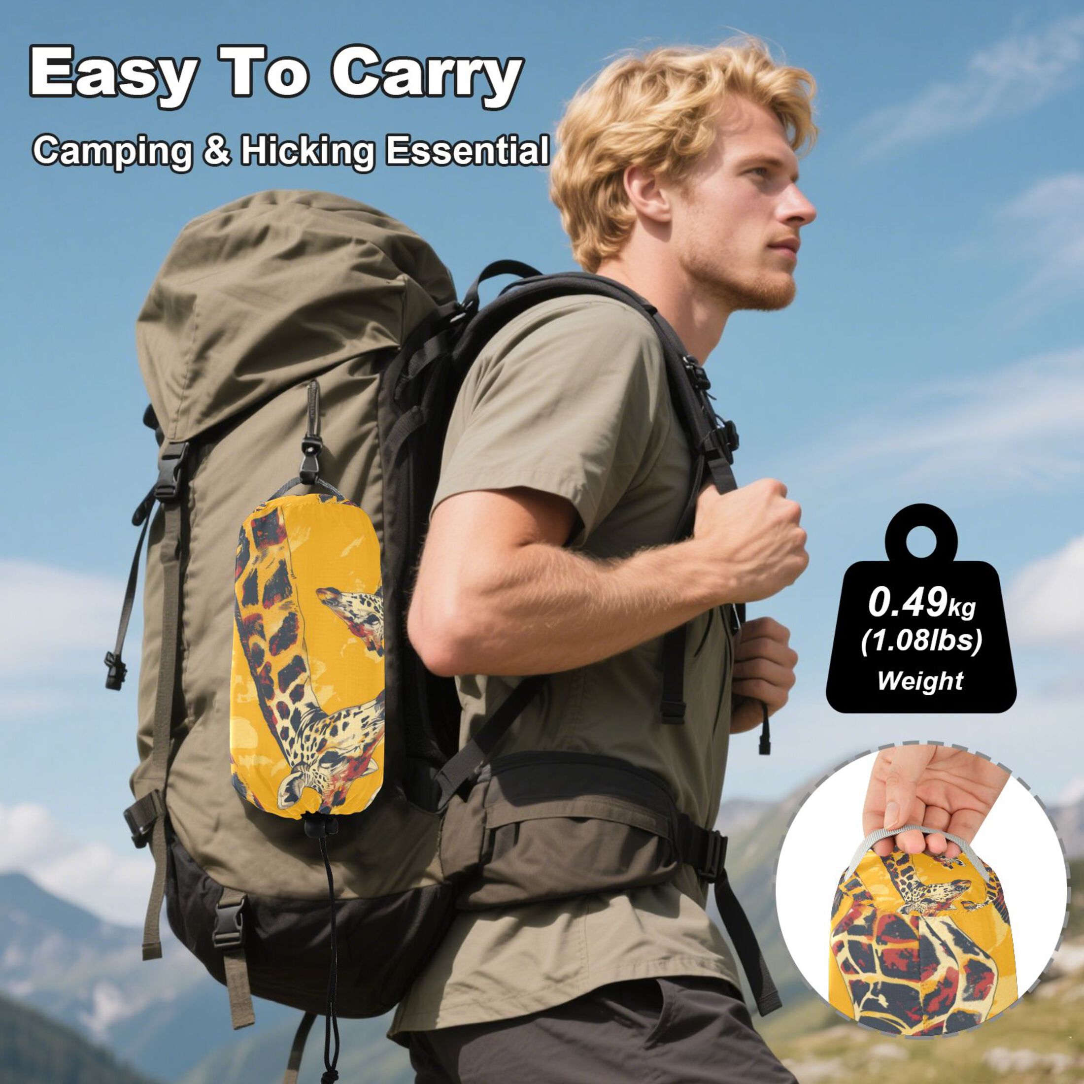 Hammock Camping Hammock Nylon Portable Hammock Travel Camping Hammock Yellow Giraffe