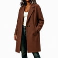 thumbnail image 5 of Afelkas Women's Oversized Wool Blend Peacoat Double Breasted Notch Lapel Mid Length Warm Winter Coat with Pockets, 5 of 6