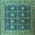 thumbnail image 1 of Ahgly Company Machine Washable Indoor Square Oriental Turquoise Blue Traditional Area Rugs, 6' Square, 1 of 4