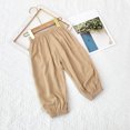 thumbnail image 2 of Fall Saving! HVOBTTY Toddler Wide Leg Trousers, Fall Long Pants for Girl, Kids Girls' Casual Solid Color Ice Silk Lightweight Lantern Sports Pants Khaki, 4-5 Years, 2 of 5