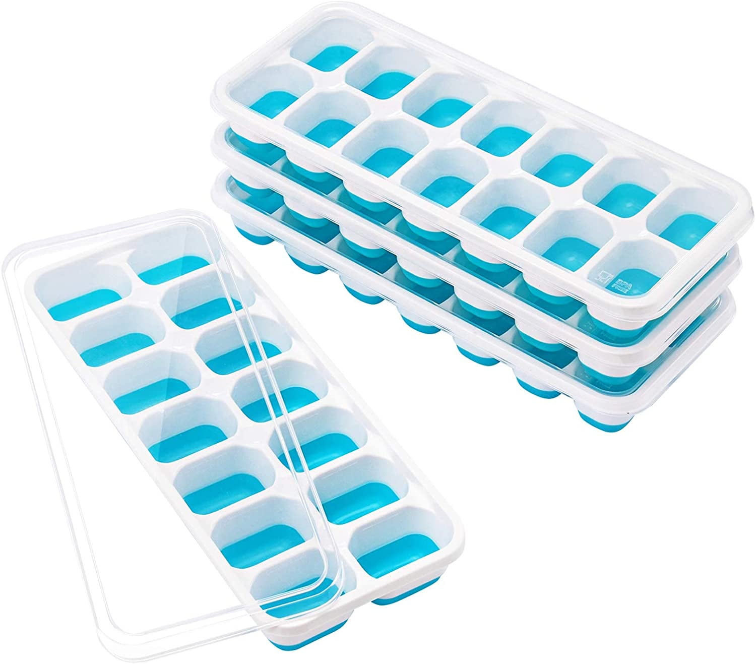 14-Fach Eiswürfelform 4er Pack Silikon Eiswuerfel Mit Deckel Ice Tray Ice Cube