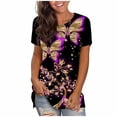 thumbnail image 1 of Mode Décontractée pour Femmes T-Shirt à Manches Courtes Col Rond Imprimé Papillon Numérique Blouse, 1 of 9