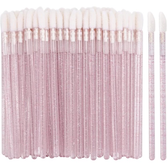 100 Disposable Lip Brushes, Lipstick Applicator, Lip Gloss Wands Pink