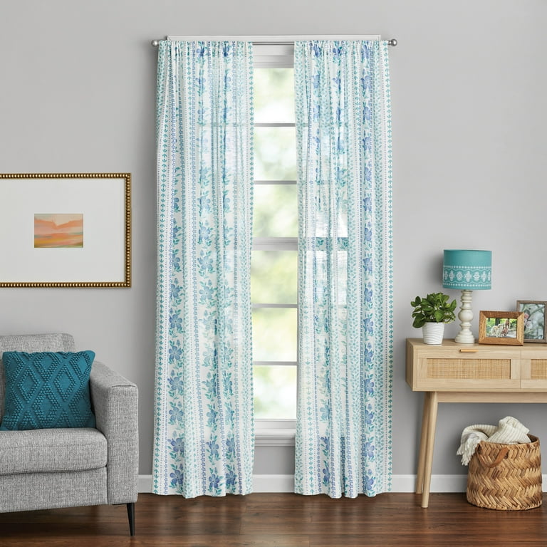 HPD Half Price Drapes Room Darkening Curtain - 50x120 Inch Panel, Henna Teal Print, 100% Polyester, 3-Way Hanging