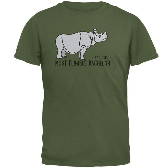 Sudan Last Male White Rhino World's Eligible Bachelor Mens T Shirt Military Green 2XL