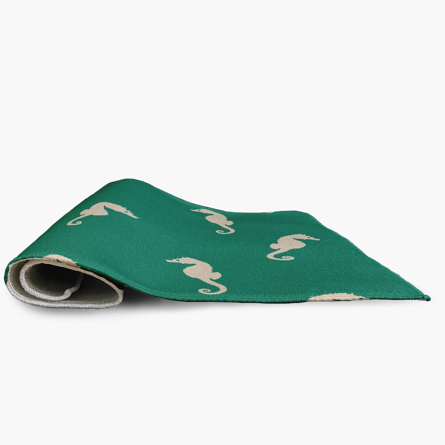 4' x 6' Simply Daisy Sea Horses Beach Style Chenille Area Rug, Kelly Green