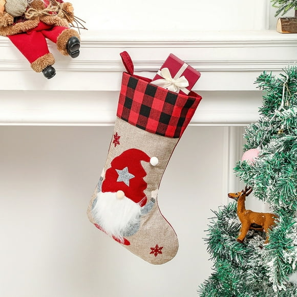 Christmas Stockings,Unique Gnomes Xmas Stockings Santa Claus Fireplace Hanging Stockings for Christmas Decorations Family Holiday Ornaments