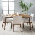 thumbnail image 2 of GDF Studio Tofolli Mid Century Modern Fabric Upholstered 5 Piece Dining Set, Light Beige and Walnut, 2 of 12