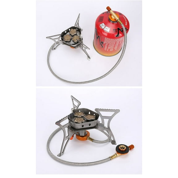 Camping 3 Heads Gas Stove Folding Backpacking Furnace 5800W Hiking Picnic Bbq