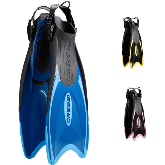Cressi Palau Adjustable Open Heel Fins, Blue/Azure, S/M