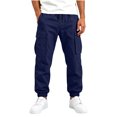 thumbnail image 2 of Boys' Cargo Joggers Athletic Sweatpants with Flap Pockets Elastic Waist Drawstring Tactical Outdoor Pants Kids Casual Streetwear Track Bottoms, 2 of 7