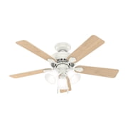 Hunter - Swanson Indoor Ceiling Fan With Light, 44-inch, Fresh White, Traditional-style, 3-speed WhisperWind Motor, 50885, for living rooms, bedrooms, home offices, kitchens