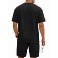 thumbnail image 2 of Men'S 2 Piece Set Summer Outfits Casual Short Sleeve Shirt and Shorts Suits Black XXXL, 2 of 8