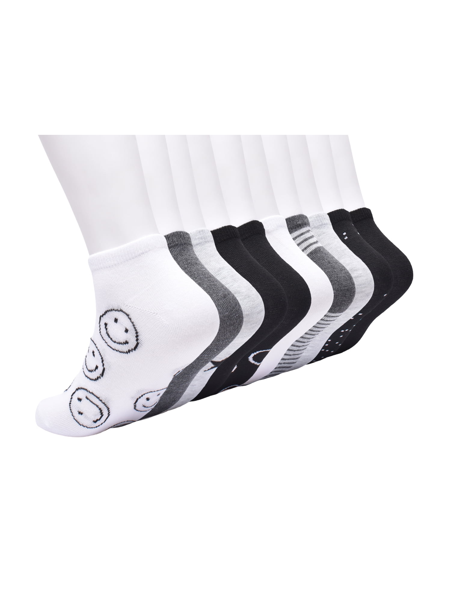 No Boundaries Womens Low-Cut Socks, 10-Pack, Sock Sizes 4-10