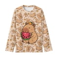 thumbnail image 5 of Garronmavis Capybara Girls Long Sleeve T-Shirts 3-4 Comfortable Watermelon Soft Basic Crewneck Tees for Kids Soft Long Sleeve Crew Neck T-Shirts Warm Casual Clothes for Girls, 5 of 7