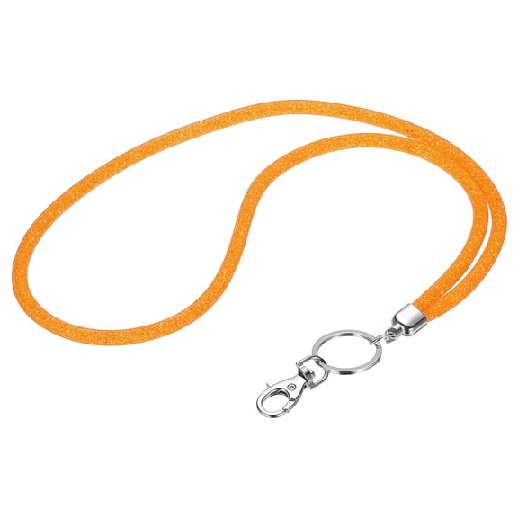 Uxcell 1Pack Rhinestone Lanyard for Keys, 15.7" Bling Lanyards for ID Badge with Metal Clasp & Keyring Crystal Keychain Neck Strap for Women Keys Phones, Orange