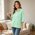 thumbnail image 6 of Zorvxlyn Leopard Print Hooded Sweatshirt Batwing 3/4 Sleeves Drawstring Oversized Pullover Sweatshirts for Women Fall Winter Drop Shoulder Y2k Vintage Trendy Pullover Sweaters for Women, 6 of 7
