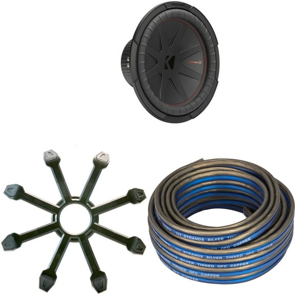 Kicker 48CWR124 CompR 12" Subwoofer, DVC, 4-ohm - Includes Speaker Wire & Grills