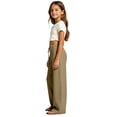 thumbnail image 5 of Lullu Girls Palazzo Pants Pull on Drawstring Loose Straight Leg Trousers, Khaki, Sizes 4-13, 5 of 5