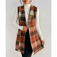 thumbnail image 4 of Arlun Womens Flannel Plaid Vest Coats Trendy Long Sleeveless Lapel Button down Jackets Casual Fall Winter Checkered Shacket No Hooded Coat Soft Comfort Outwear Red XL, 4 of 5