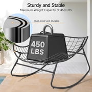 Dovov Oversized Papasan Rocking Chair, Indoor Outdoor Rocking Chair Patio Egg Chair with Cushion, Heavy Duty Steel Papasan Rocker Lounge Chair for Porch Balcony Nursery Living Room, Beige