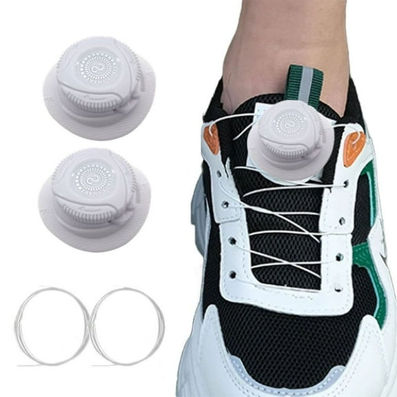 1Pair New Universal Swivel Rope Automatic Metal Wire Shoelace Turn Buckle Quick Lock Shoestring No Tie Shoe Laces Sneaker ShoeLaces WHITE