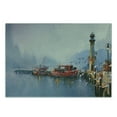 thumbnail image 3 of Country Cutting Board, View of a Misty Morning at the Harbor with Boats and Birds in Old Fishing Town Art, Decorative Tempered Glass Cutting and Serving Board, Small Size, Multicolor, by Ambesonne, 3 of 5