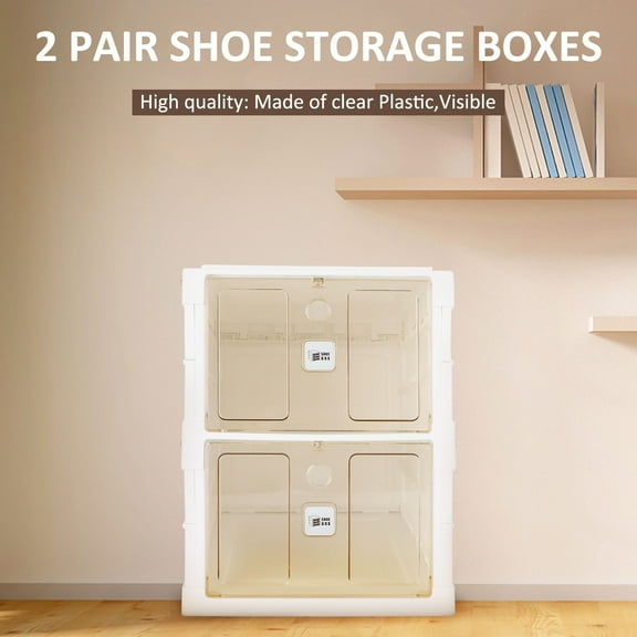2 Pair No-Installation Shoe Storage Cabinet Drawer Box Plastic Frame Shoe Box