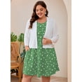 thumbnail image 6 of SHOWMALL Plus Size Sleeveless Summer Dress for Women, Perfect Mother's Day Gift, Green Ditsy Floral 2X Casual Pleated Dress with Pockets for Party & Graduation, 6 of 7