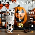 thumbnail image 2 of Halloween Tumbler 40oz Spooky Skeleton Skull Tumblers with Lid and Straw Leopard Cup Goth Gothic Gifts for Women Stuff Gift for Men, 2 of 6