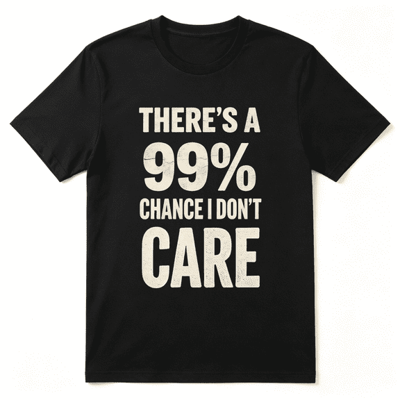 There's A 99% Chance I Don't Care Slogan Cool Graphic Tee for Men and Women, Witty Holiday Gift Cotton Short Sleeves T-Shirt