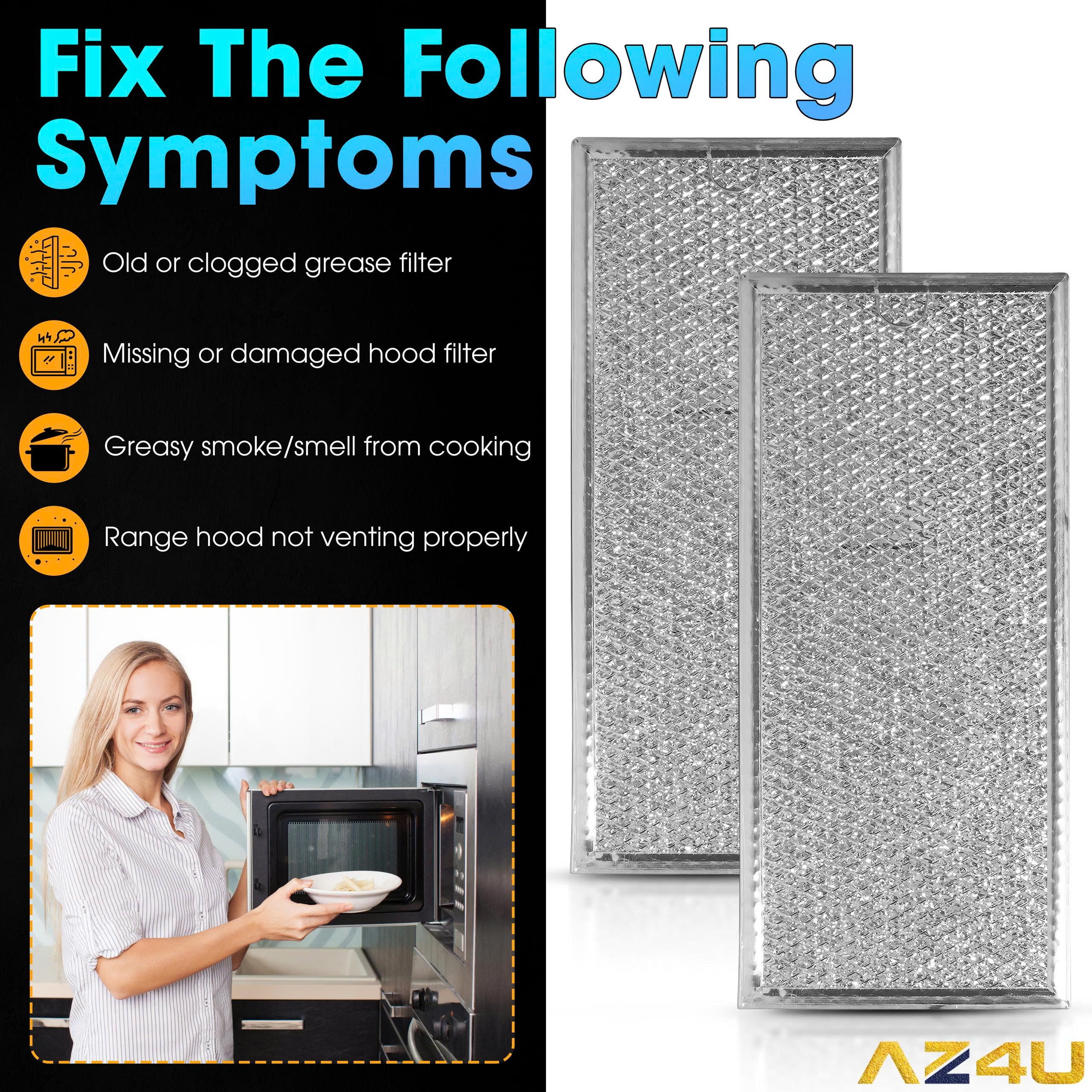 AZ4U 2 Pack Oven Grease Filter Compatible with Samsung MMV1153BAB MMV1153BAS ME18H704SFS ME18H704SFG Microwave