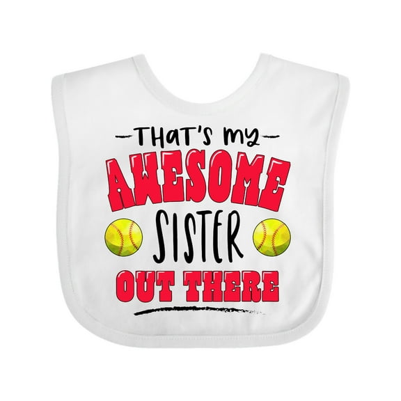Inktastic That's My Awesome Sister out There with Softballs Boys or Girls Baby Bib